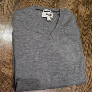 Joseph Abboud Fine Merino Wool Gray Classic V-Neck Business Casual Sweater 2XL